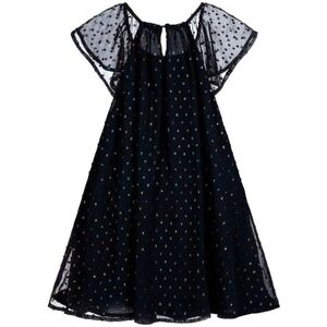 NWOT 3Pommes Girls Navy Robe A Manches Short Sleeve Dress